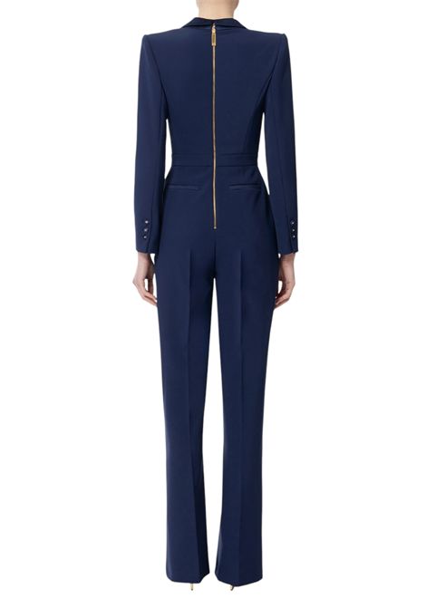 Tuta smoking in crêpe con rever in raso ELISABETTA FRANCHI | Abiti | TU00951E2DC8